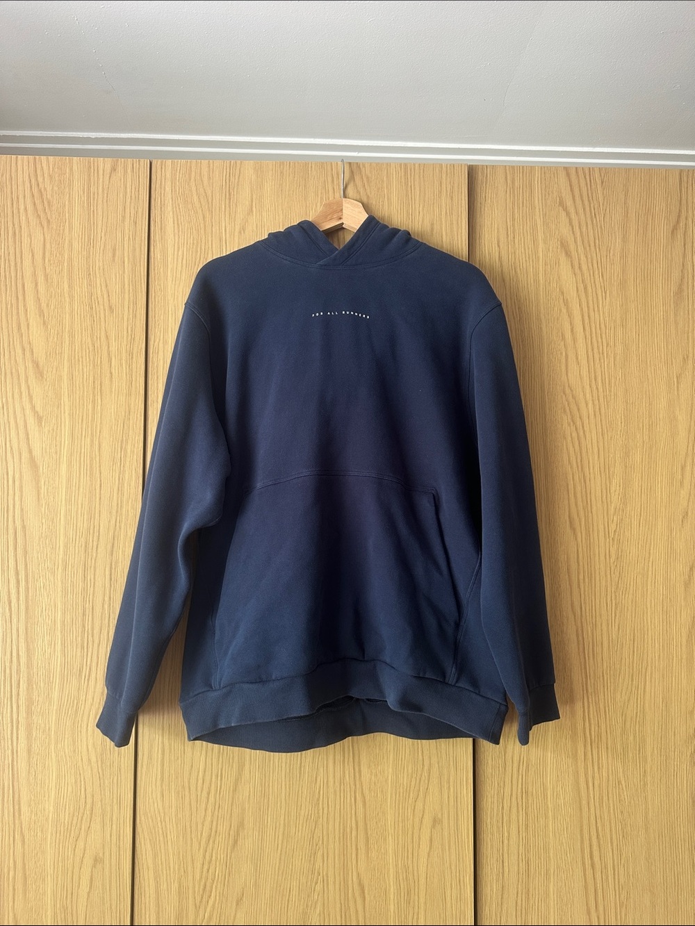 lululemon unisex navy hoodie; FOR ALL RUNNERS